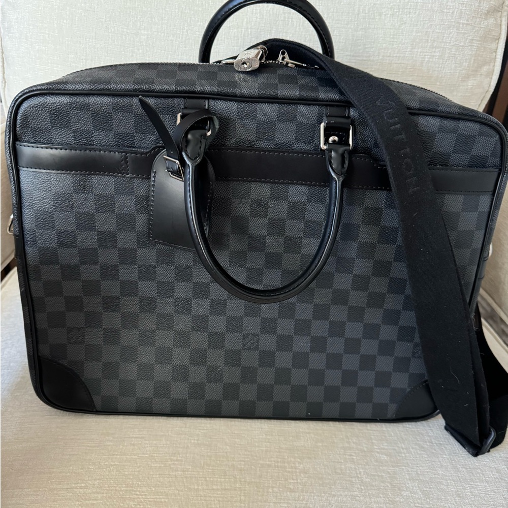 Authentic Louis Vuitton Graphite Damier Porte Document briefcase GM